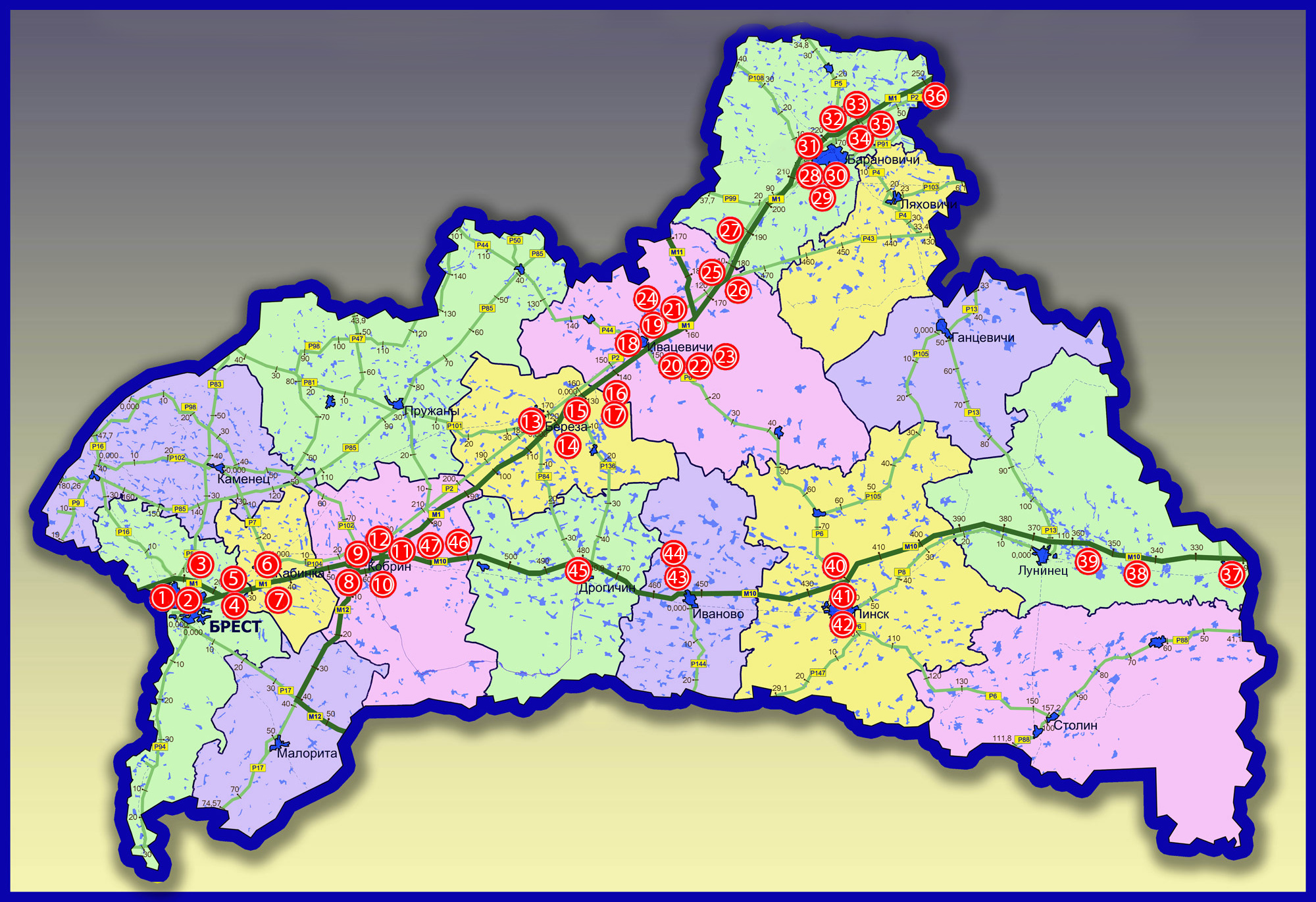Объекты общественного питания придорожного сервиса автодорог М1/Е30 Брест-Минск-Граница РФ и М10 Граница РФ (Селище)-Гомель-Кобрин