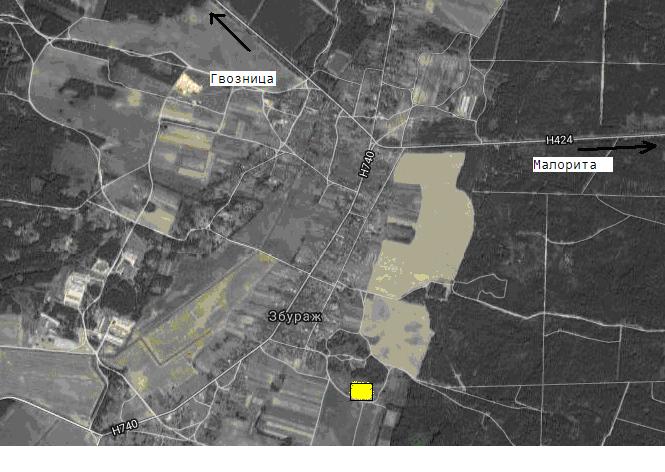 50 m to the south of Zburazh village (former brick plant)